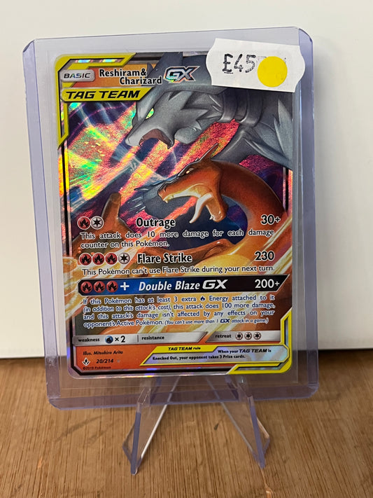 Reshiram & Charizard GX Tag Team Holo Full Art 20/214 Unbroken Bonds NM Single Pokémon Card
