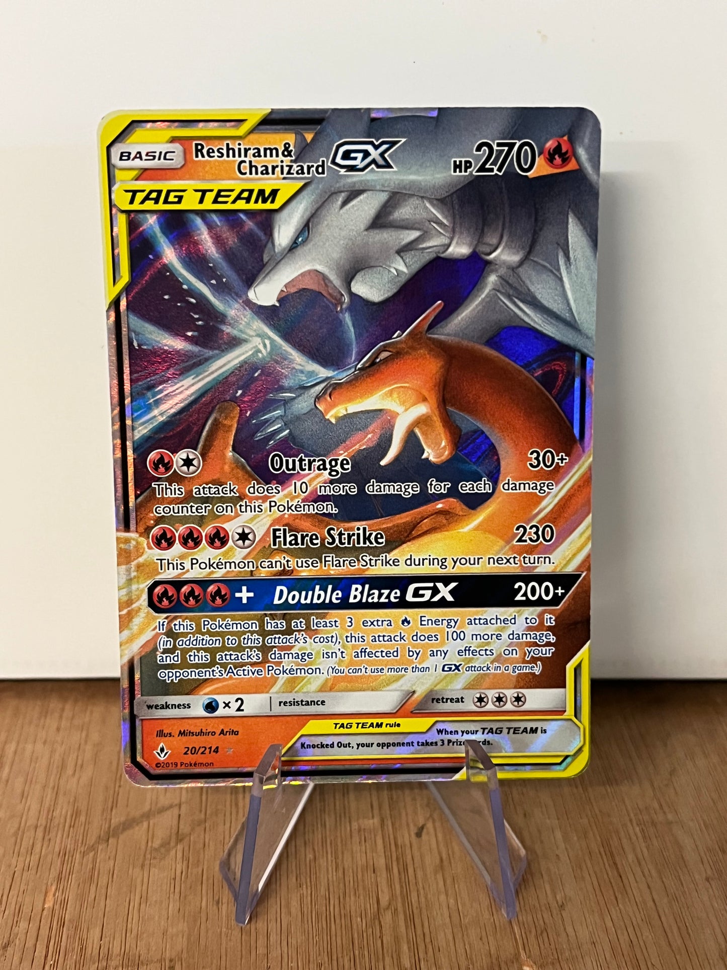 Reshiram & Charizard GX Tag Team Holo Full Art 20/214 Unbroken Bonds NM Single Pokémon Card