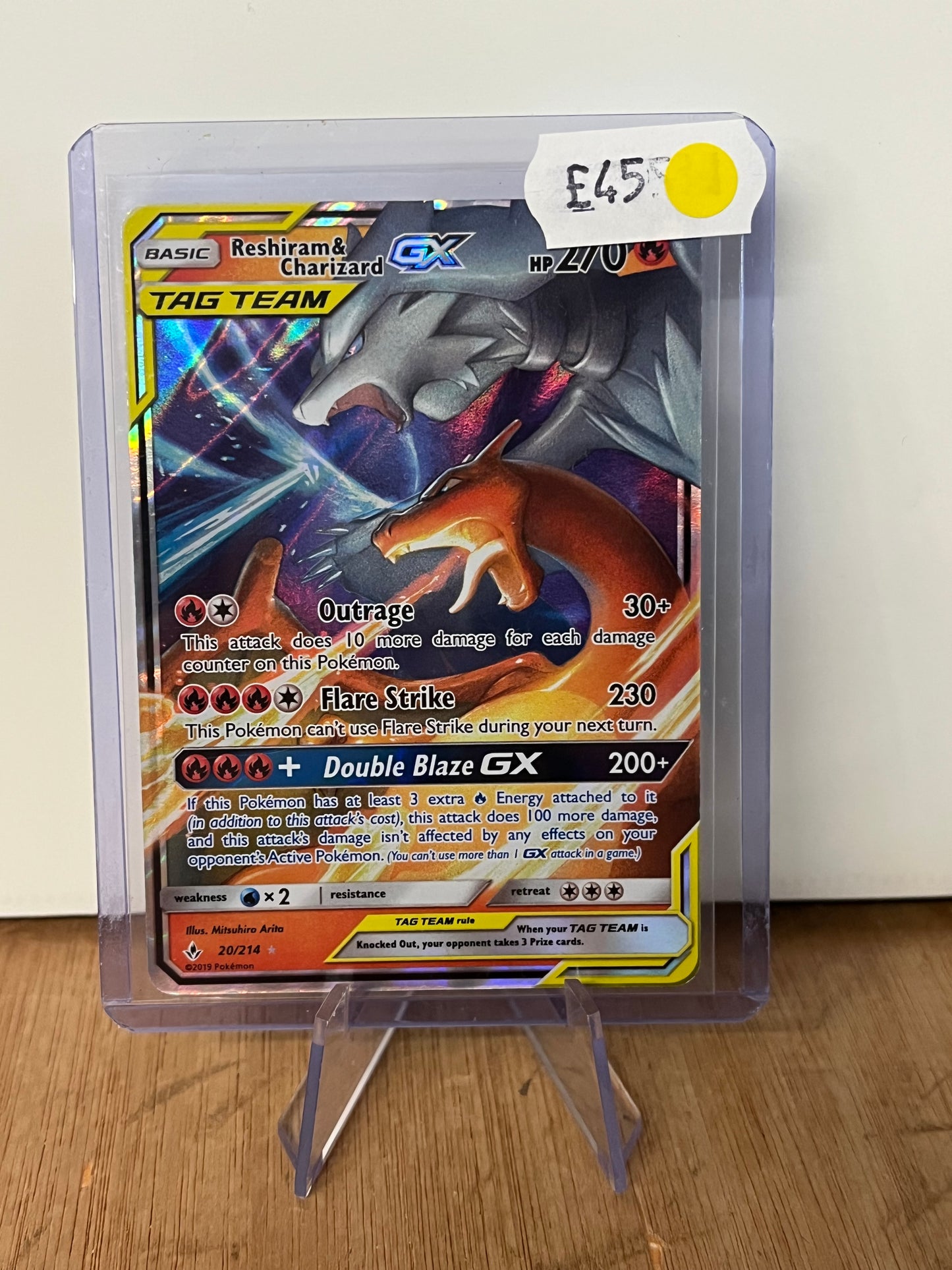Reshiram & Charizard GX Tag Team Holo Full Art 20/214 Unbroken Bonds NM Single Pokémon Card