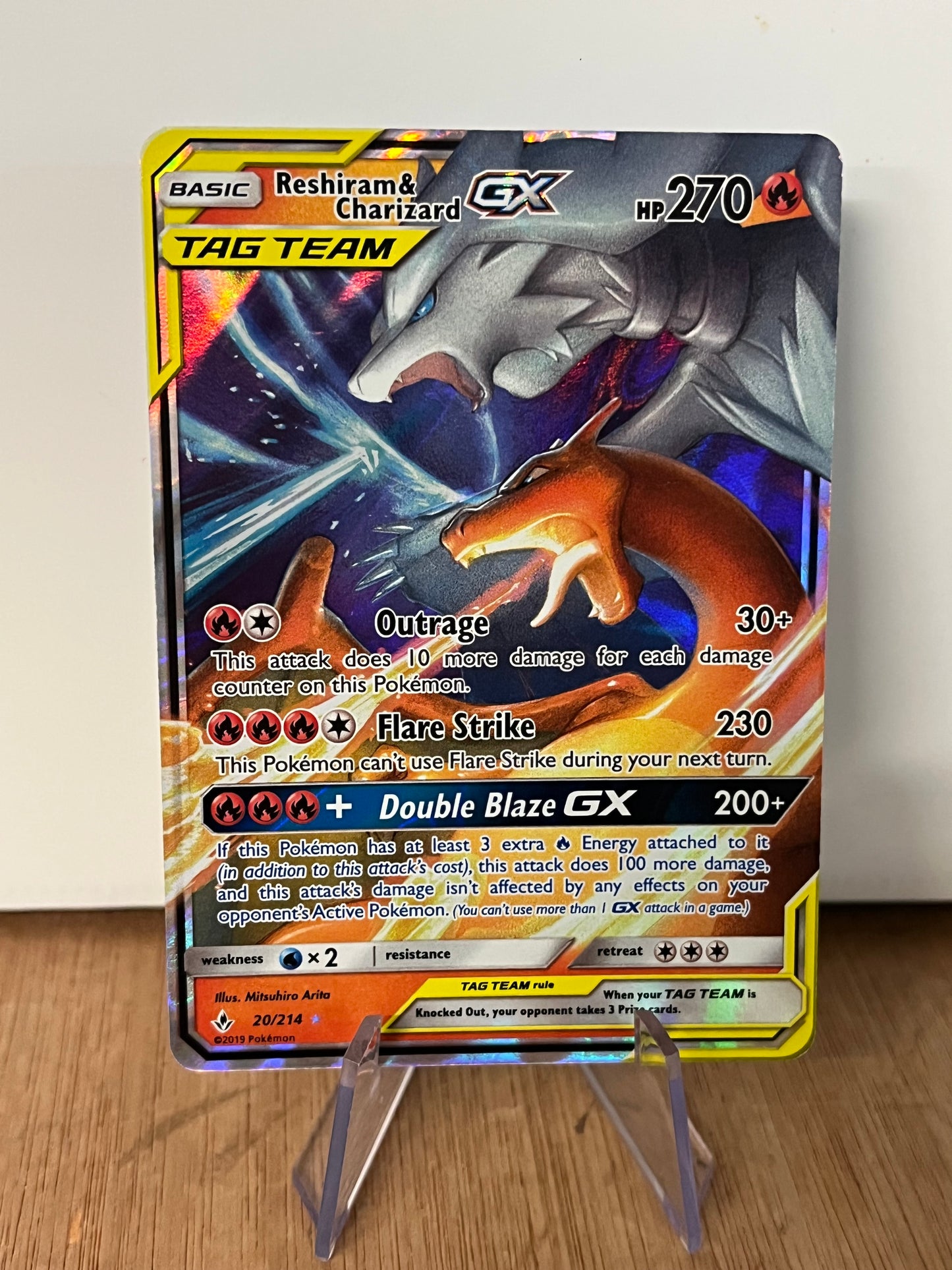 Reshiram & Charizard GX Tag Team Holo Full Art 20/214 Unbroken Bonds NM Single Pokémon Card