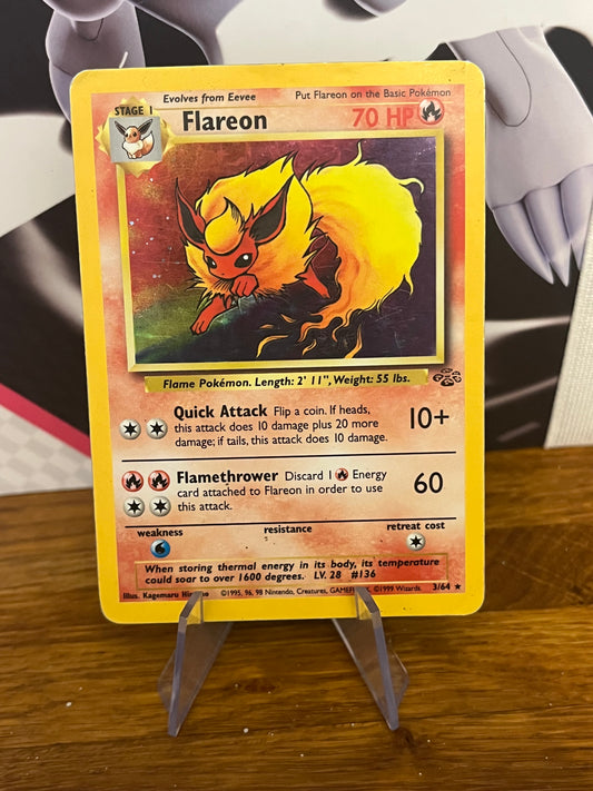 Flareon Holo 3/64 Jungle LP Single Pokémon Card