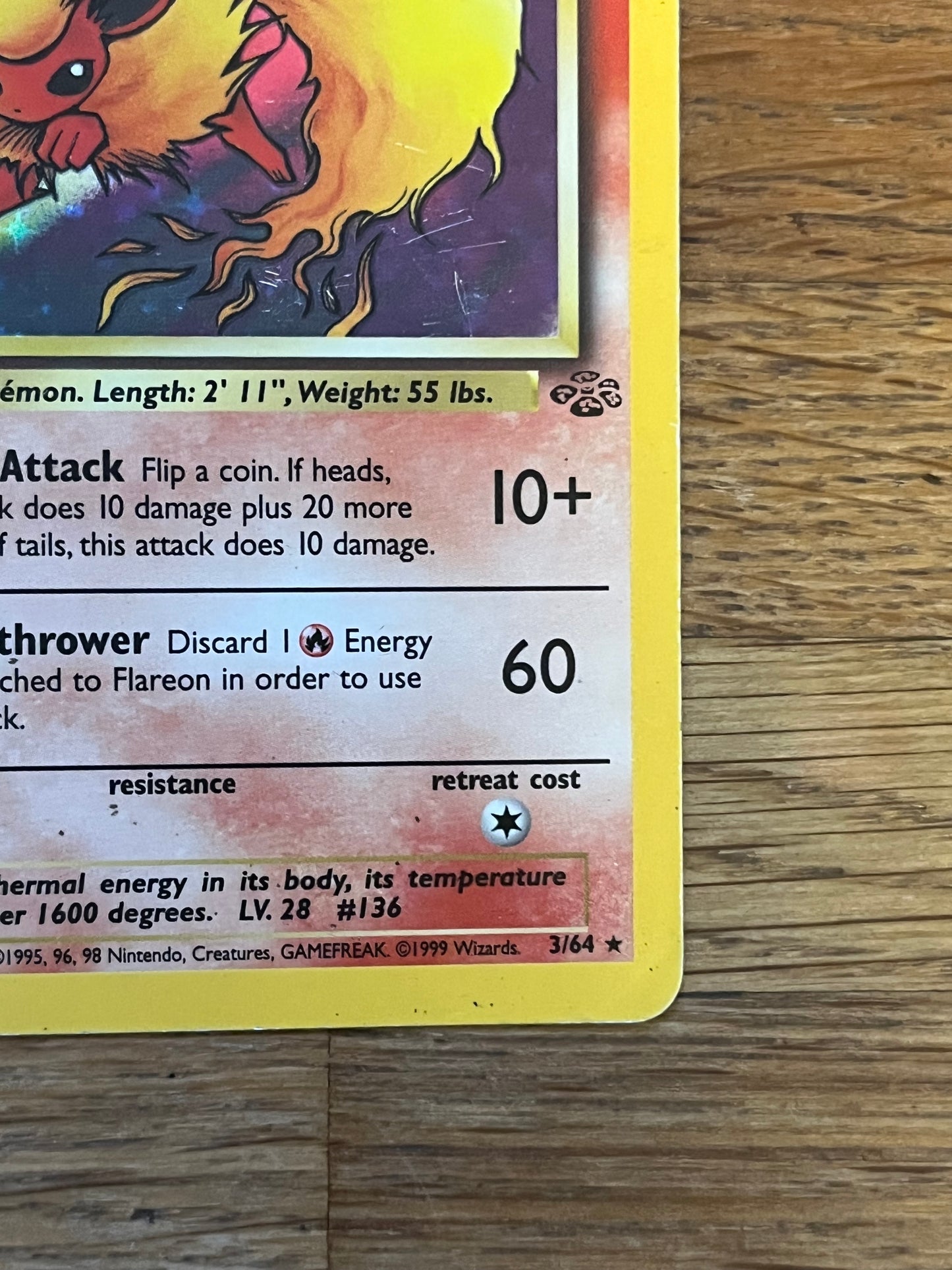 Flareon Holo 3/64 Jungle LP Single Pokémon Card