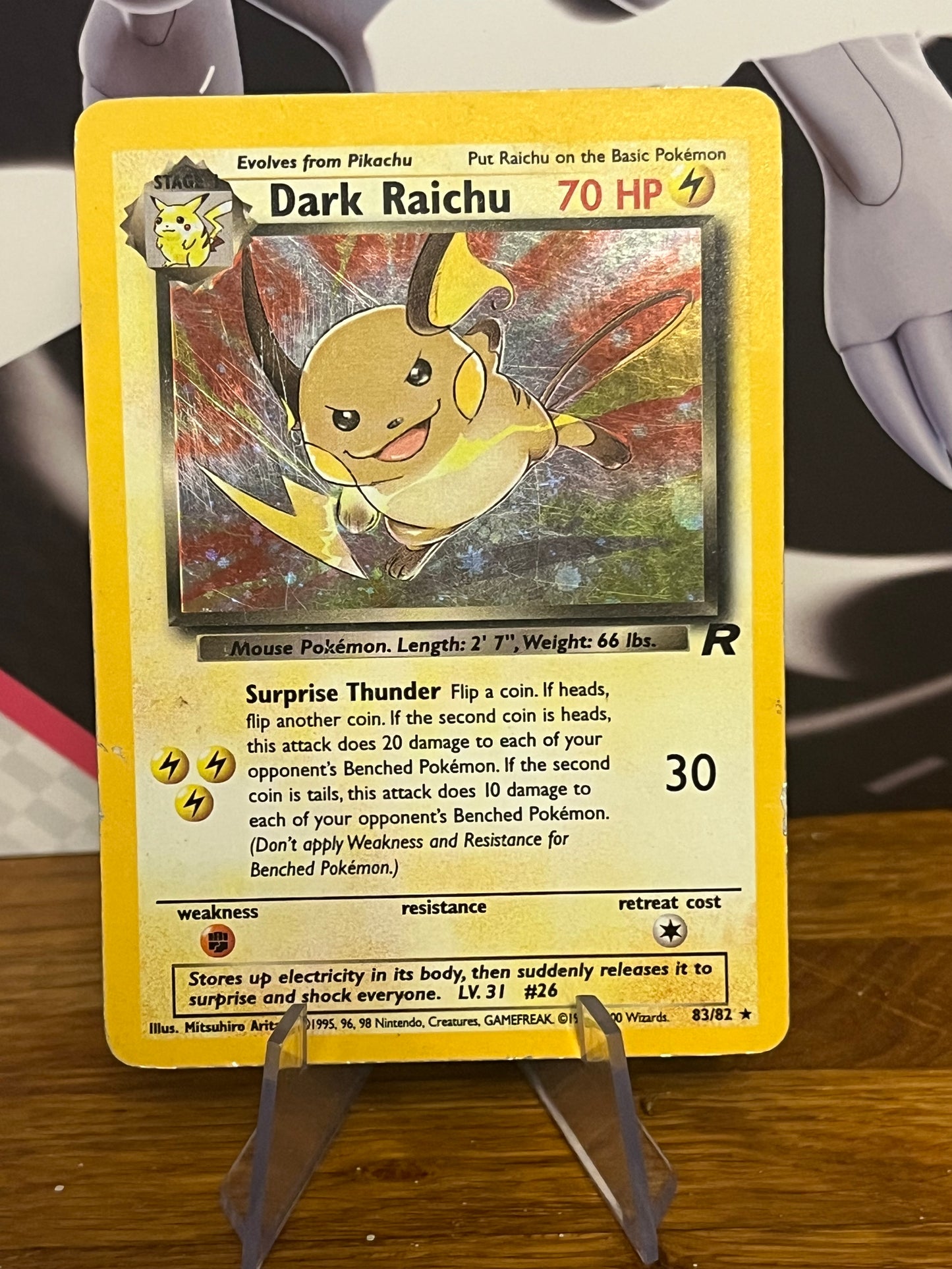 Dark Raichu Holo 83/82 Team Rocket LP Single Pokémon Card