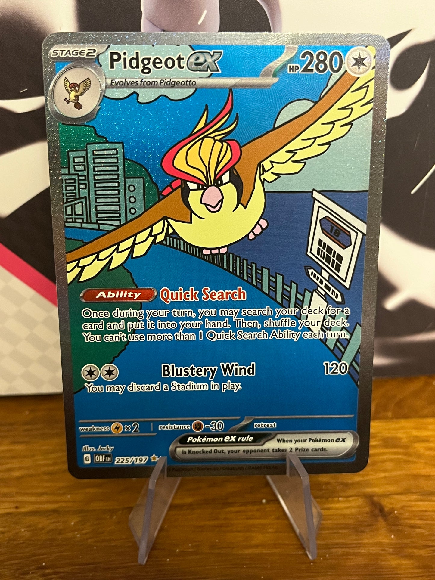 Pidgeot EX 225/197 Special Illustration Rare Obsidian Flames NM Single Pokémon Card