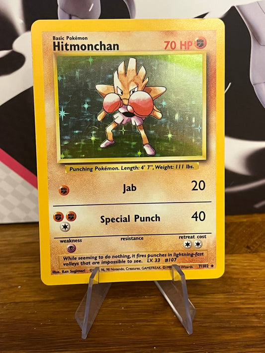 Hitmonchan Holo 7/102 Base Set NM Single Pokémon Card