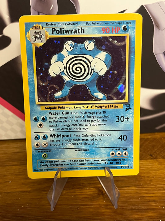 Poliwrath Holo 15/130 Base Set 2 NM Single Pokémon Card