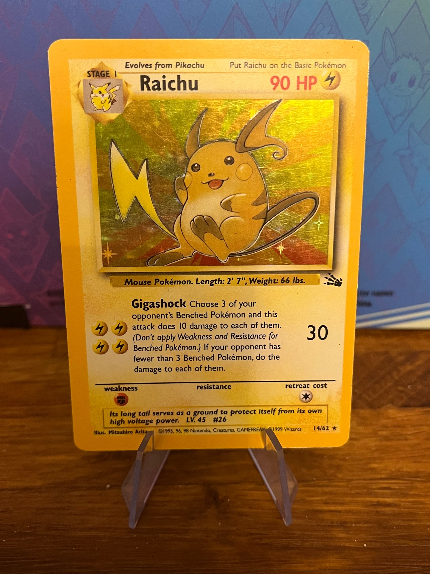 Raichu Holo 14/62 Fossil NM Single Pokémon Card
