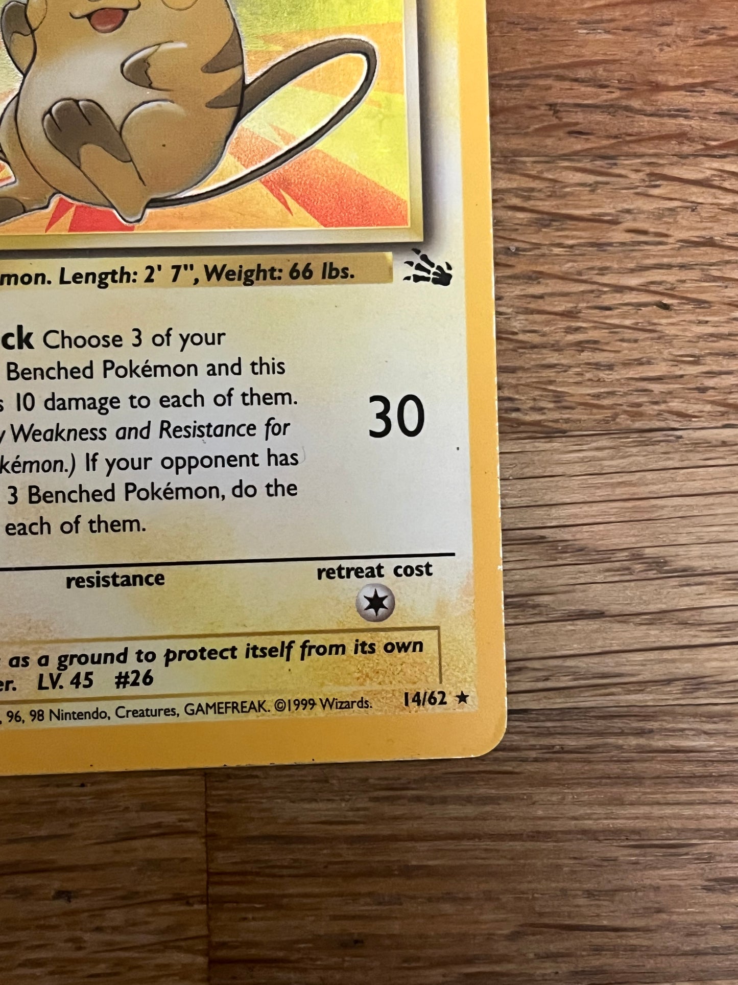 Raichu Holo 14/62 Fossil NM Single Pokémon Card