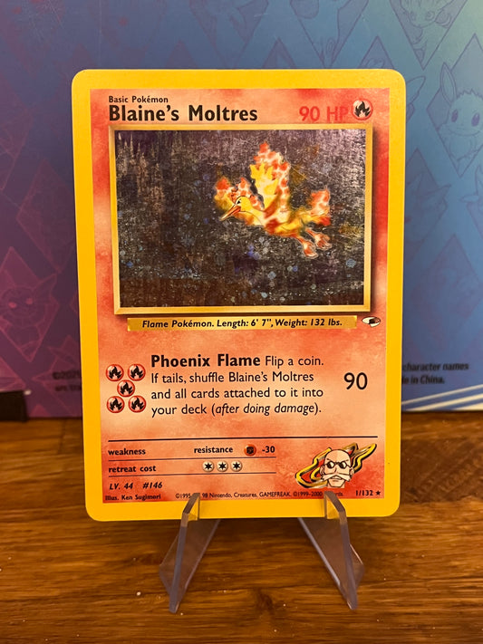 Blaine's Moltres Holo 1/132 Gym Heroes NM Single Pokémon Card