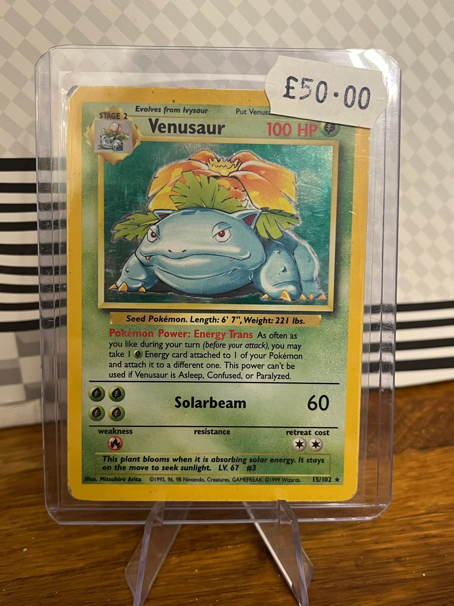 Venusaur Holo 15/102 Base Set HP Single Pokémon Card