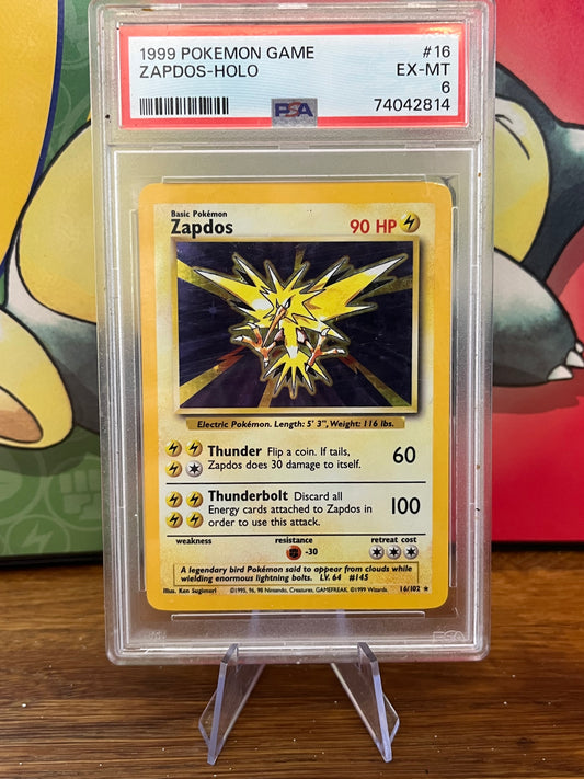 Zapdos 16/102 Base Set PSA 6 Graded Pokémon Card