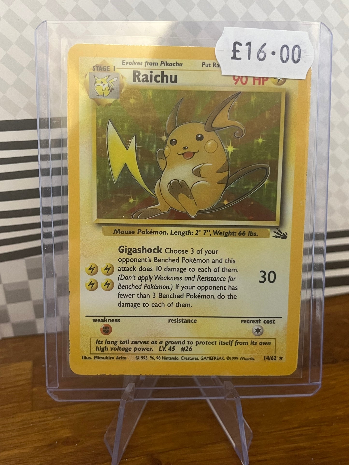 Raichu Holo 14/62 Fossil NM Single Pokémon Card