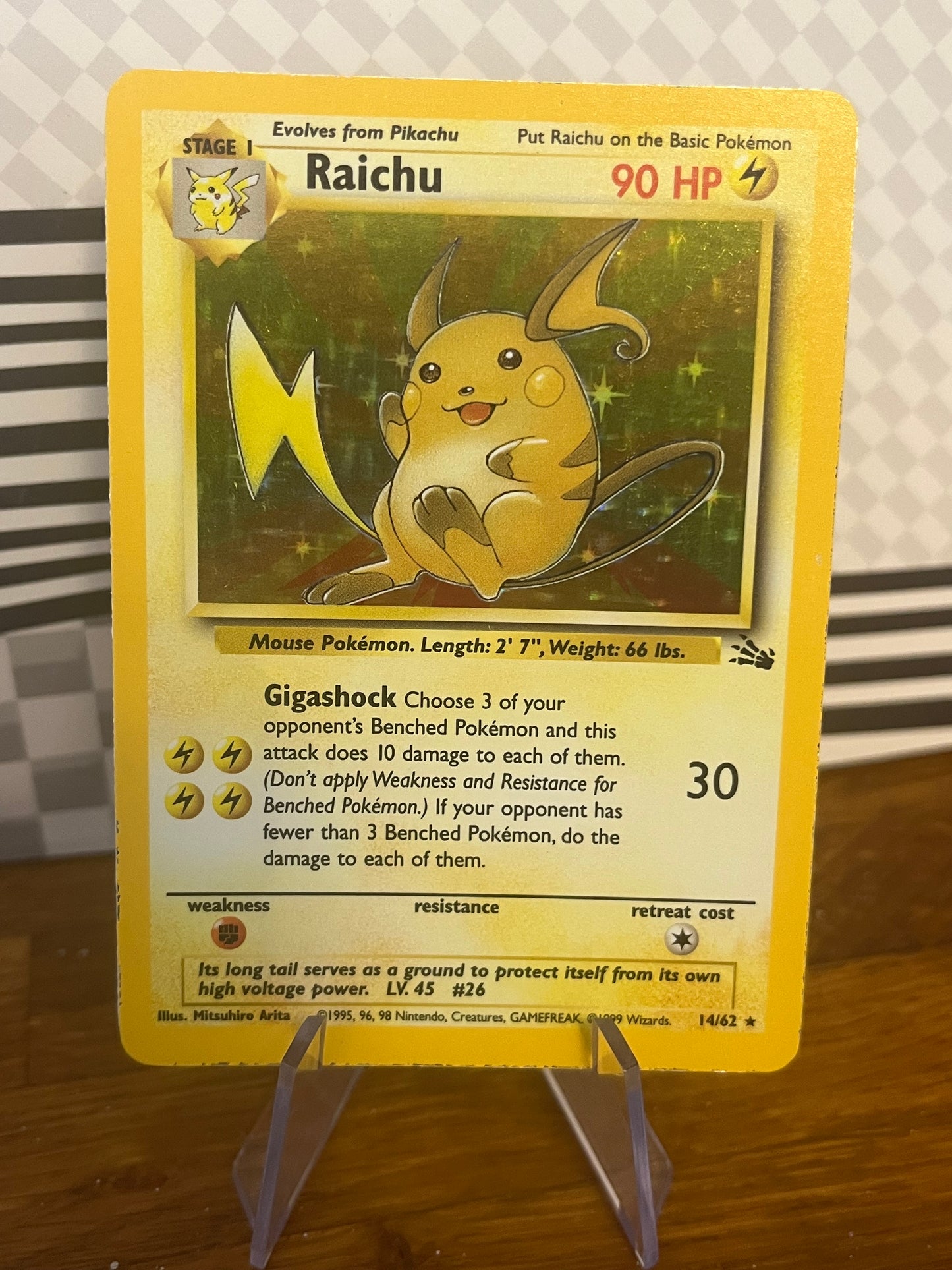 Raichu Holo 14/62 Fossil NM Single Pokémon Card