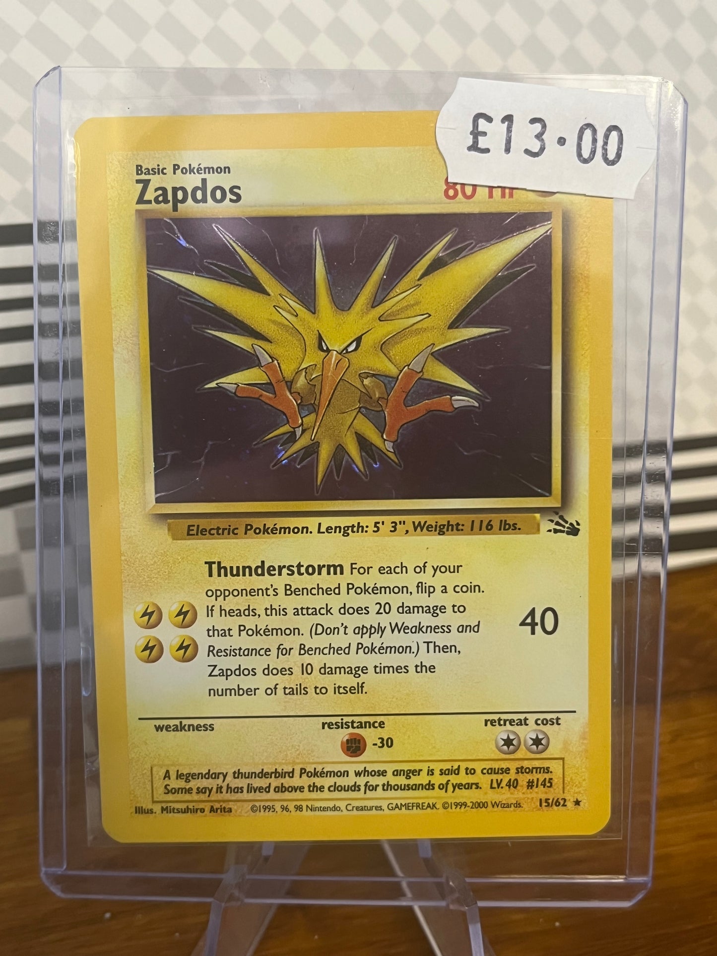 Zapdos Holo 15/62 Fossil NM Single Pokémon Card