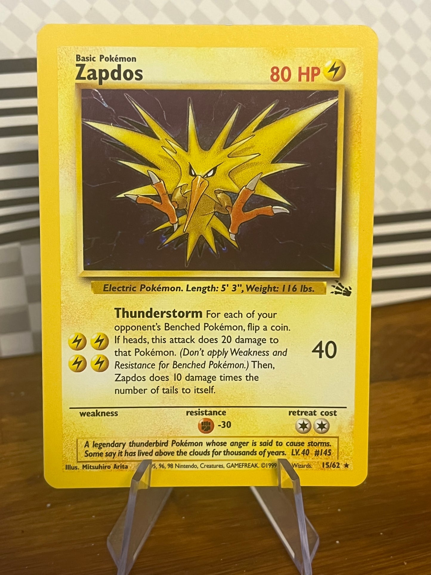 Zapdos Holo 15/62 Fossil NM Single Pokémon Card