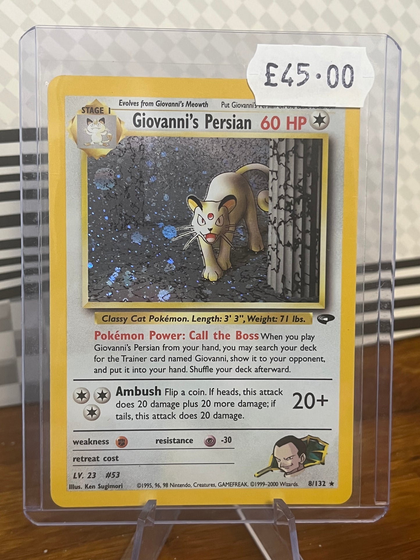 Giovanni's Persian Holo 8/132 Gym Heroes NM Single Pokémon Card