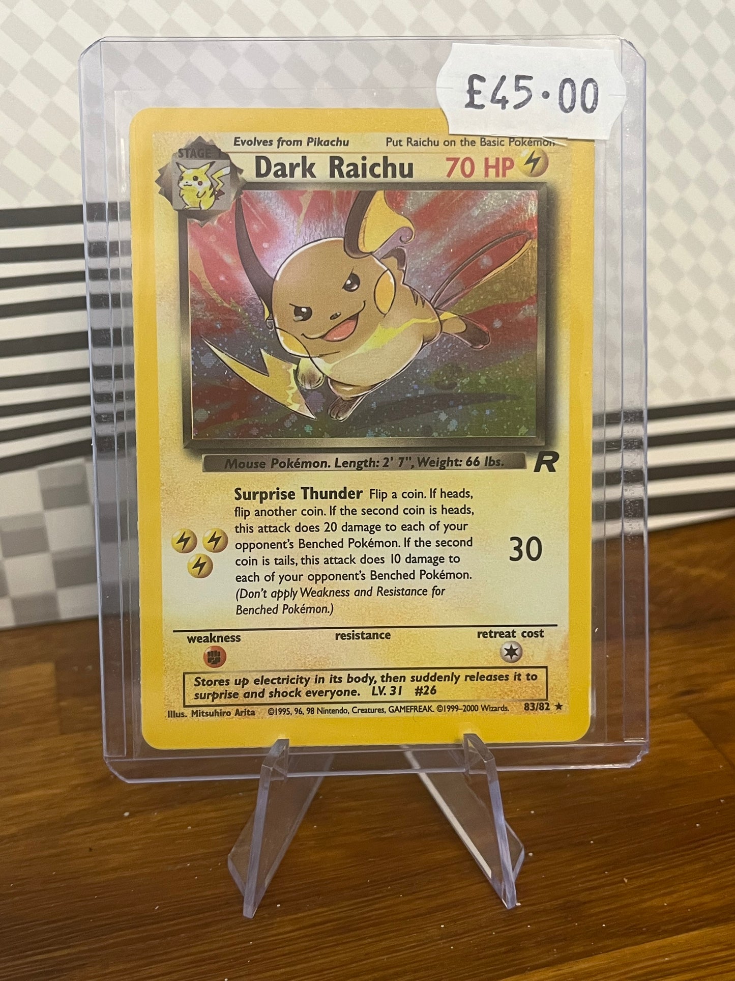 Dark Raichu Holo 83/82 Team Rocket NM Single Pokémon Card