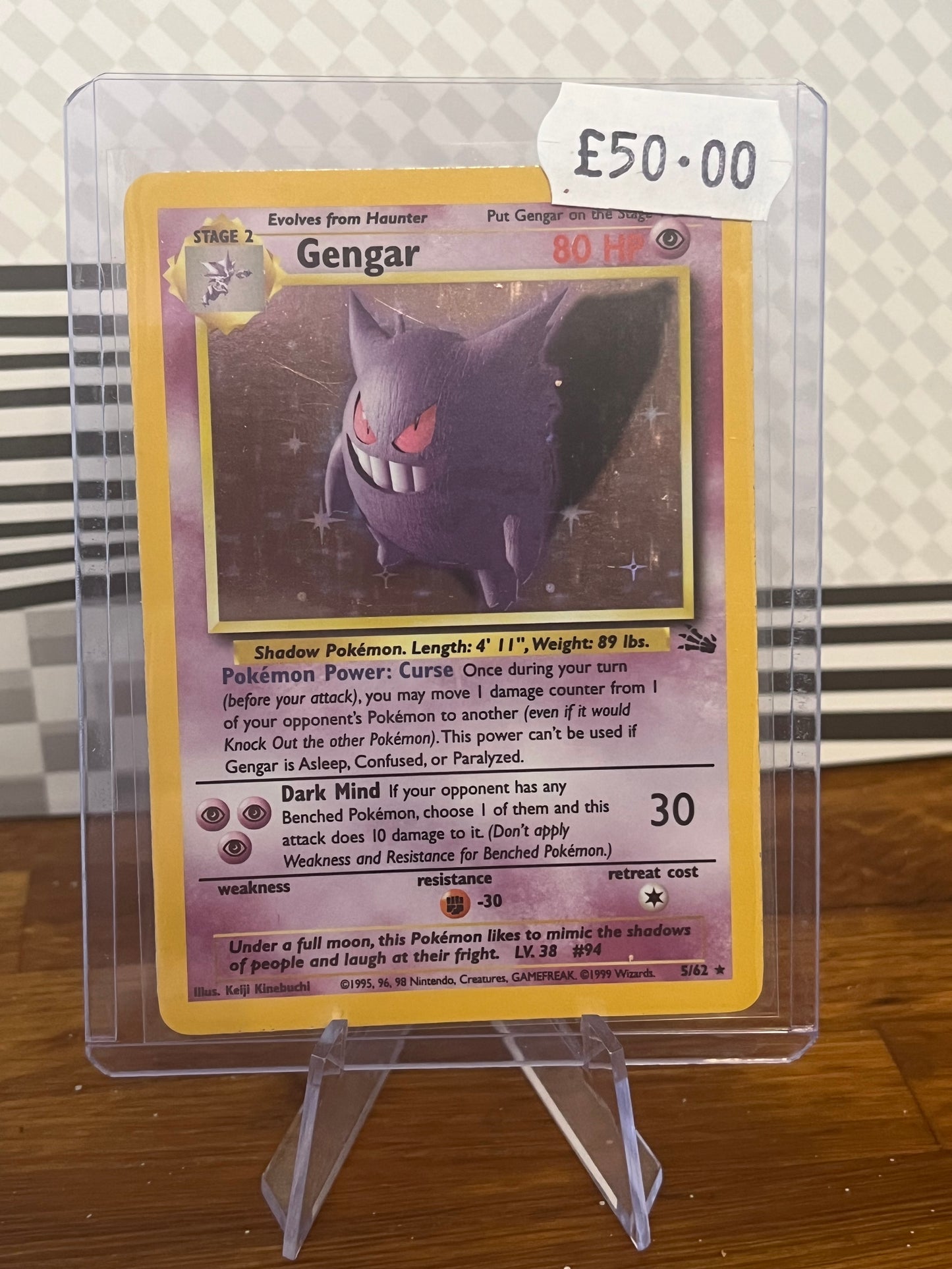 Gengar Holo 5/62 Fossil NM Single Pokémon Card