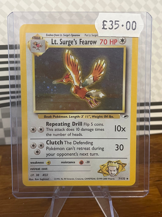 Lt. Surge's Fearow Holo 7/132 Gym Heroes NM Single Pokémon Card
