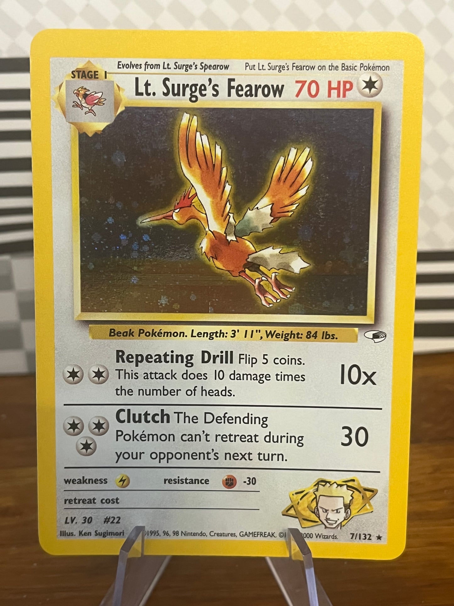 Lt. Surge's Fearow Holo 7/132 Gym Heroes NM Single Pokémon Card