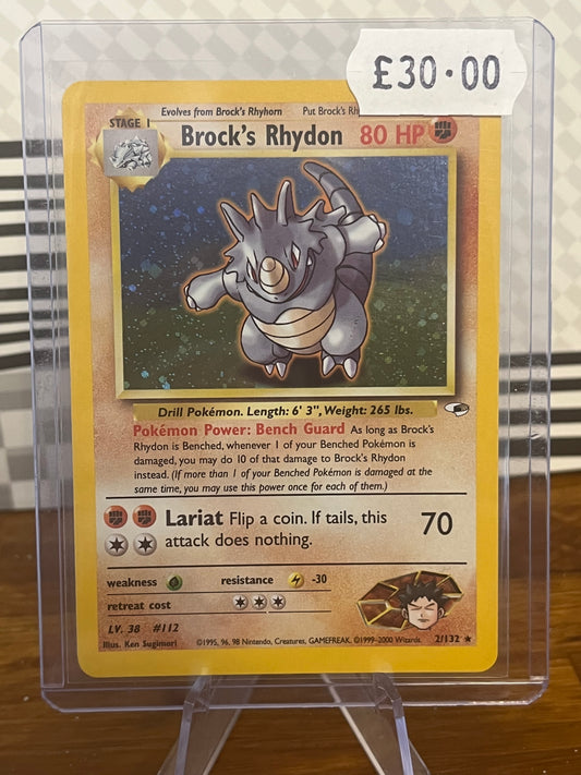 Brock's Rhydon Holo 2/132 Gym Heroes NM Single Pokémon Card