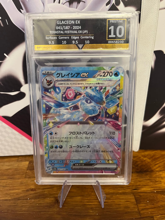 Glaceon EX 041/187 Japanese Terastal Festival Get Graded 10 Graded Pokémon Card
