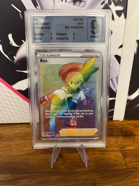 Bea Rainbow Rare 193/185 Vivid Voltage Platinum 9 Graded Pokémon Card