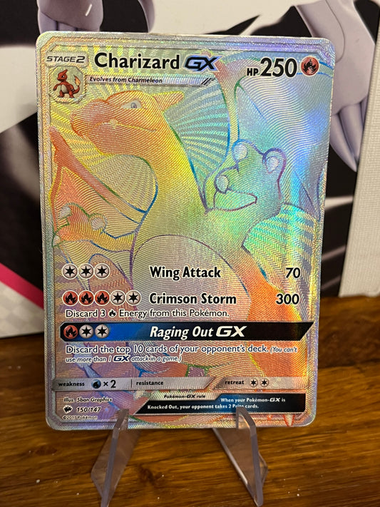 Charizard GX Rainbow Rare 150/147 Burning Shadows HP Single Pokémon Card *Check Photos*