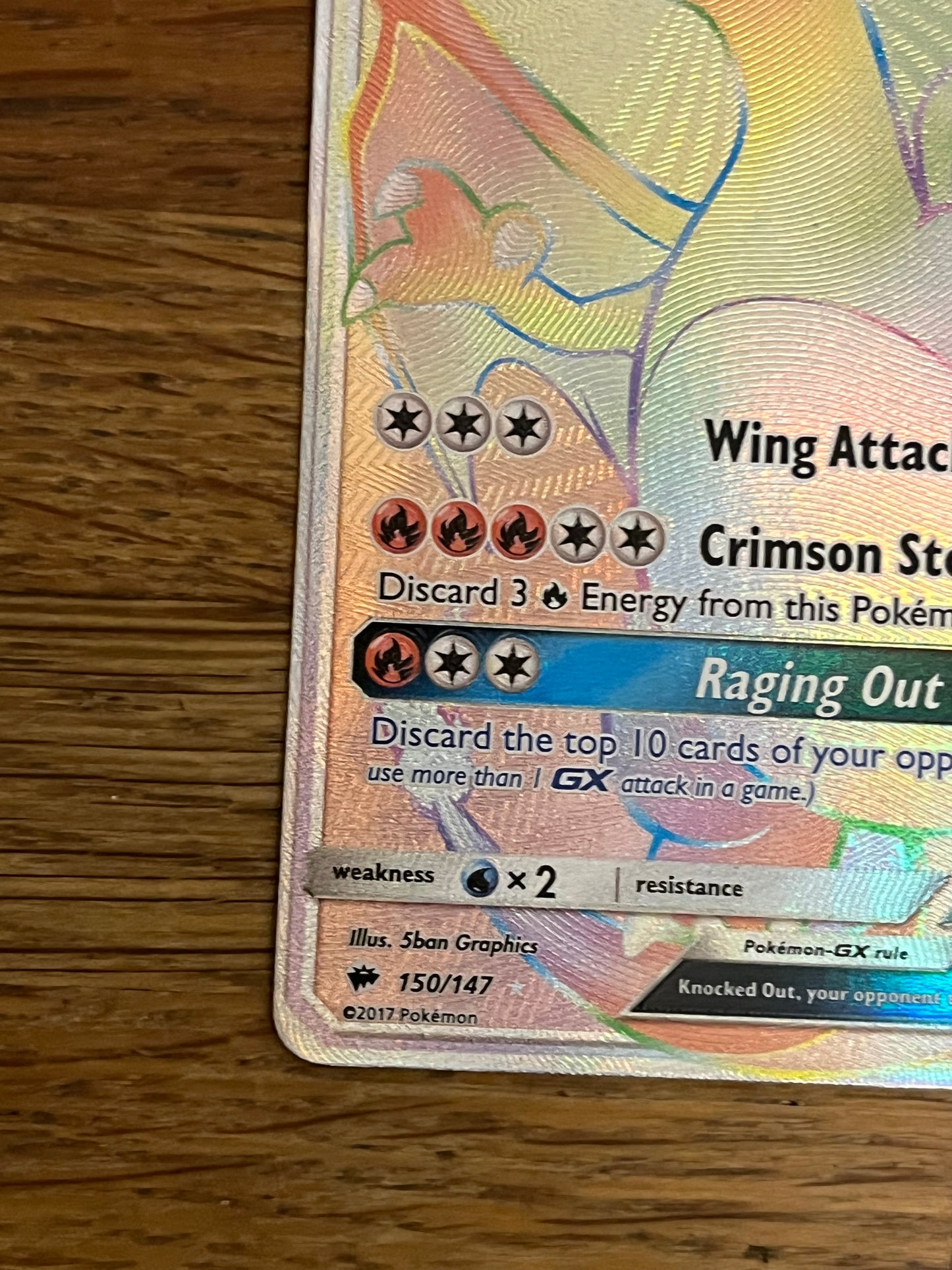 Charizard GX Rainbow Rare 150/147 Burning Shadows HP Single Pokémon Card *Check Photos*