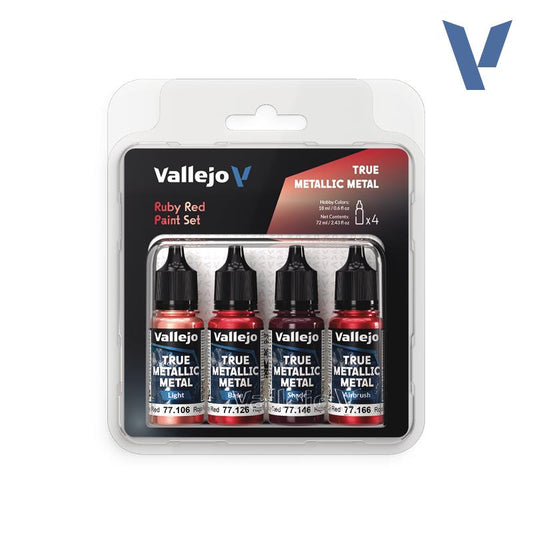 Vallejo True Metallic Metals - Ruby Red Paint Set