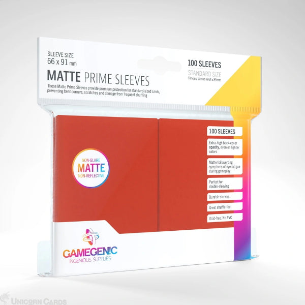 Gamegenic Matte Prime Sleeves Red 100