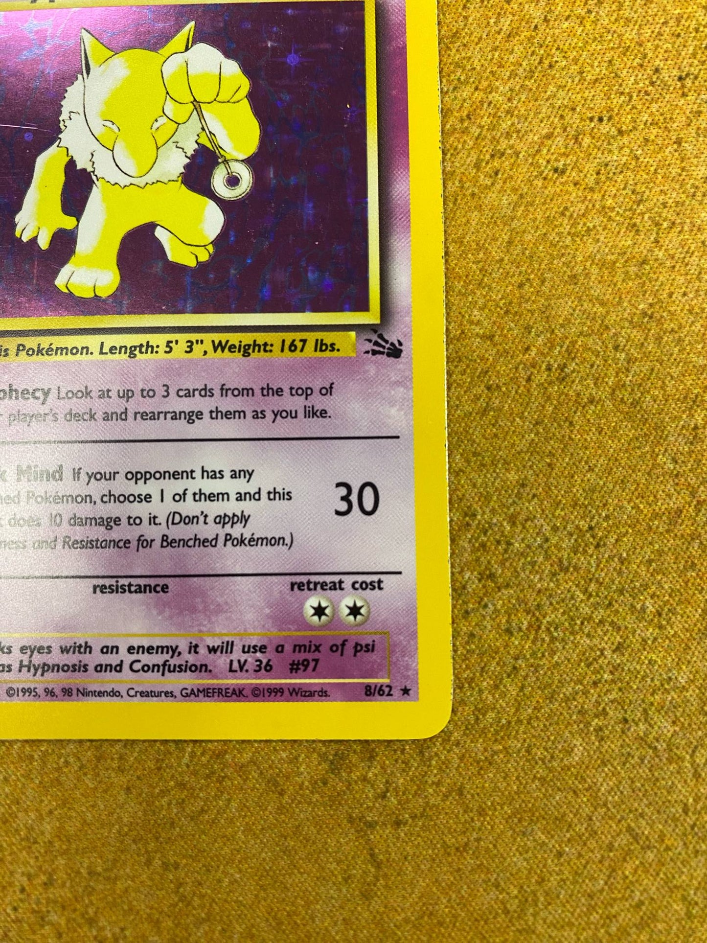 Hypno Holo 8/62 Fossil Single Pokémon Card