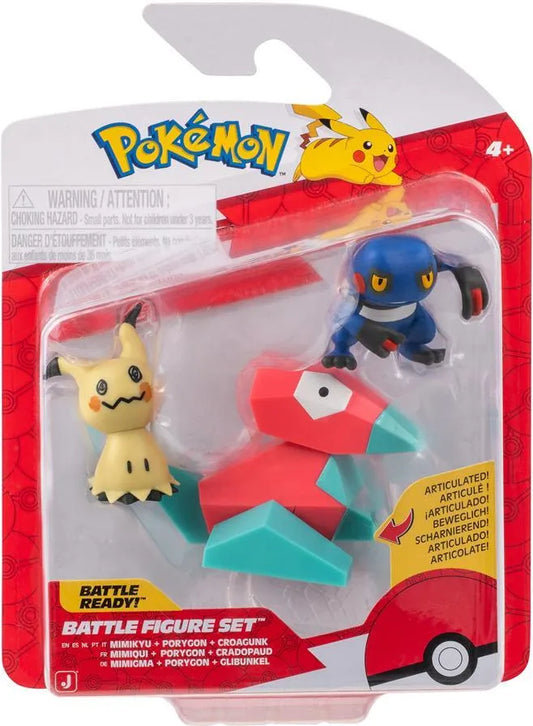 Pokémon - Mimikyu, Croagunk & Porygon Battle Figures