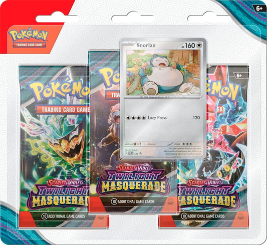 Pokemon TCG - Twilight Masquerade - 3 Pack Booster Set With Snorlax